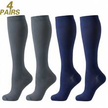 1/3/4/6/8 Pairs Black Beige White Blue Grey Sports Running Cycling Compression Socks, Unisex Circulation Running Nurse Socks - Multicolor - View 33