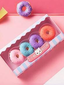 4pcs Creative Shaped Student Eraser Ice Cream Cake Eraser Set Hamburger Cartoon Eraser Stationery Gift, Back To School - Sets - View 7