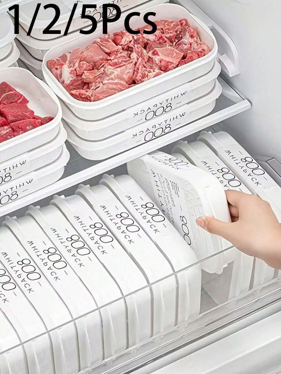 1/3/5個可堆疊食物儲存盒附蓋,可重複使用密封保鮮盒,冰箱冷凍室收納盒,適用於肉類、水果、便當、廚房儲物 - 彩色 - 查看 1