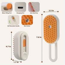 4-In-1 Cat Comb, Rechargeable Pet Grooming Comb With Massage Function, Anti-Static Pet Care Device - Purple - View 3