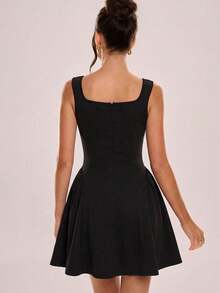 Sleeveless Backless Fitted Dress 2026 Summer - 黑色 - 查看 3