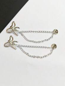 2pcs Bow Style Adjustable Pants Clips, Cuff Clips, Detachable Leg Clips Suitable For Pants And T-Shirts, With Chain Clips, No Hand Sewing Needed To Shorten Pants Legs, Fixing Clips, Multi-Functional Clips, Shirt Clips To Tighten T-Shirt Hem, Collar And Pants Legs, Fashion Accessories Suitable For Women - Bow Style - View 5