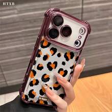 Estampado de leopardo naranja y negro sobre blanco.Compatible con iPhone 17/Air/16/15/14/13/12 Pro/12/11 Plus Max.Esta elegante funda para teléfono con esquinas reforzadas y electrochapadas presenta un diseño moderno.Disponible en una variedad de colores, esta funda híbrida clásica y a prueba de golpes es un regalo perfecto para amigos y familiares en Halloween, Navidad y Día de Acción de Gracias. - Rosa - Ver 2