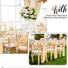 12pcs Elegant Satin Ribbon Bows, Chair Sashes - For Weddings, Banquets, Parties, Hotels, Home Decor, Multi-Purpose - Gold - View 8