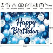 1 Piece Of Blue Happy Birthday Background Cloth. Suitable For Birthday Party Decoration, Cake Table Background Decoration, All Props, Perfect Birthday Party Decoration Supplies. - Multicolor - View 5