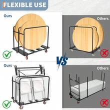 Beaully Carbon Steel Drywall Table Dolly Cart, Folding Table Cart, Heavy Duty Table Trolley With 5 Inches Swivel Wheels For Garage, Warehouse, Hotel, Factory, Party Event, Furniture,1800 LBS Capacity - Black - View 5