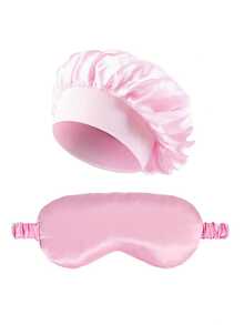 Women'S Sleep Cap Set, Satin Sleep Cap, Curly Hair Night Cap With Eye Mask Wide Strip And Eye Mask - Multicolor - View 3