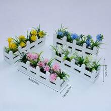 1pc Miniature Fence Floral Decoration, Dollhouse Yard Decorative Fence, Artificial Flower Ornament, Home Decor, Micro Scene Photography Prop Model, Fence Model Decoration, Desktop Ornament, Christmas Gift - 4 Miniature Fences - View 4