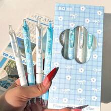 4/1pcs Blue Bowknot Flower Ballpoint Pen Set, Bowknot Design, 0.5mm Fine Tip, Quick-Dry Black Ink, Smooth Writing, Exquisite Aesthetic Style, Suitable For Notes, Diaries, Daily Writing And Back To School Supplies - Blue Bow - View 10