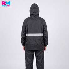 Waterproof Motorcycle Suit: Jacket With Hood, Visor, And Pants With Reflective Strips - A - View 5