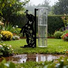 Dog Pattern Rain Gauge Outdoor Practical Decorative Item, Large Capacity Metal Frame Rain Gauge, Suitable For Garden, Yard, Patio, Courtyard, Lawn, Flower Pot, Outdoor Decor, Rust-Resistant Durable And Beautiful Metal Rain Measuring Tool - G - View 4