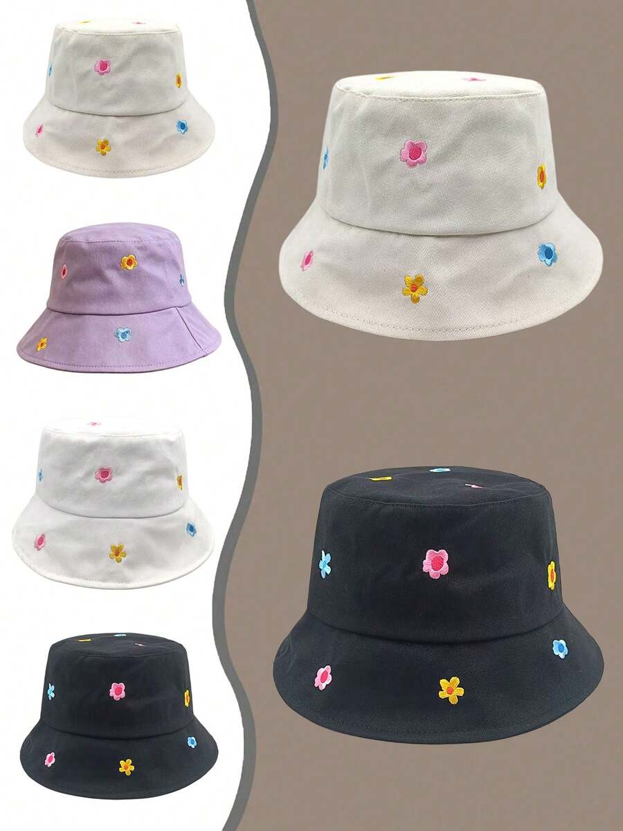 1件多彩豐富夏季韓系甜美可愛刺繡花卉女款漁夫帽,戶外防曬休閒百搭時尚遮陽帽,防風、防紫外線、3D設計、可折疊、時尚百搭、優雅、柔軟舒適、透氣、多功能、修飾臉型,適合海灘、戶外、旅行、健行、騎單車、約會等更多場合,假日、節慶 - 彩色 - 查看 1