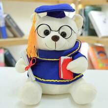 Graduation Gifts, 18/23cm Doctor Bear with Glasses, Cartoon Bear, Adorable Bear, Gift for Kindergarten - Azul - Ver 4