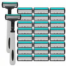 Maquinilla de afeitar manual de 6 capas con cuchillas reemplazables, interruptor de botón, lavable, afeitadora portátil de viaje, regalo ideal para hombres - Multicolor - Ver 14