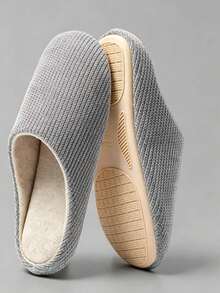 1 Pair Comfortable Plush Bow Decor Home Slippers - Grey - View 5