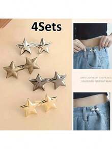 1/4 Set Star-Shaped Detachable Belt Buckle, Adjustable Waist Clip, Suitable For Jeans, Skirts, Pants, Street Style Clothing - Multicolor - View 19