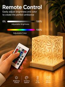 1pc Aurora LED Ambient Light, 16-Color RGB Crystal Cube Lamp With Remote & Touch Control, USB Powered Dimmable Night Light For Bedroom, Party & Home Decor - Multi-color light - View 5