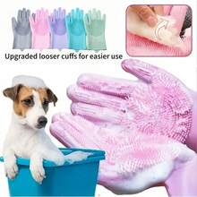 Pet Bathing Gloves, Universal For Cats And Dogs, Scratch-Resistant, Deep Cleaning, Effectively Removes Hair, Massages Pets, Delicate Foam, Dry And Wet Use, Also Suitable For Kitchen/Car Washing, Daily Home Cleaning, Two Colors Available, - Multicolor - View 2