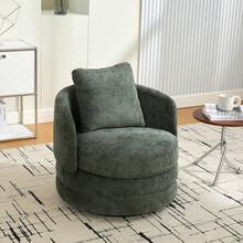 30" Living Room Rotating Decorative Chair(1PC), 360 ° Rotatable Bucket Shaped Sofa Chair, Chenille Armchair,Extra Super Soft Pillows As A Gift,Ergonomic Design,Suitable For Various Scenarios Such As Living Rooms, Bedrooms, Balconies, Etc - Xanh lá cây - Ghế xoay trang trí + Đệm - Vải nhung - Xem 7