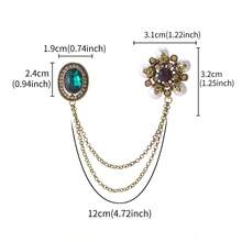 1pc-Vintage Elegant Double Layer Chain Flower Zinc Alloy Brooch Suitable For Women Wedding Banquet Party Wear Dress Suit Accessory - Ancient Gold - View 8