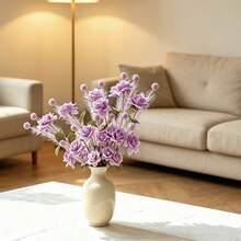 Artificial Rose Flower Stems Festive Faux Reed Floral Branches Vase Decoration For DIY Craft Wreath Home Holiday Decor - Purple - View 2