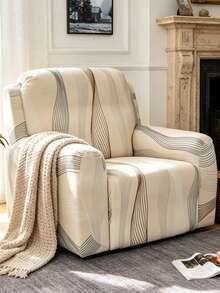 1 Set 4/6/8pcs Geometric Pattern Printed Recliner Cover Sofa Cover, Printed Recliner Cover, Elastic Sofa Cover Sofa Cover, Suitable For Living Room Office Home Decor - Champagne - View 8