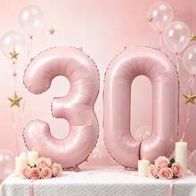 2pcs Giant Pink 30th Foil Balloons, Perfect For 30th Birthday, Anniversary And Photo Booth Decorations - Retro Pink - View 6
