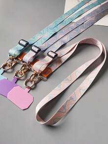 1 Stück Handyband mit Marmormuster, bemalt und gewebt, Crossbody-Handyband, Handy-Anhänger, Handy-Accessoire, Taschenanhänger, Schlüsselanhänger, austauschbarer breiter Schultergurt aus bemalter Leinwand, Reise-Diebstahlschutz-Handyhülle, Verlustschutz-Halter, verstellbar, Outdoor-Begleiter, Handyband mit kostenlosem Clip - Verschiedenfarbig - Übersicht 1