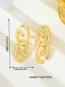 1 Pair Popular Versatile Retro Fashion Letter Stud Earrings - Golden - View 3