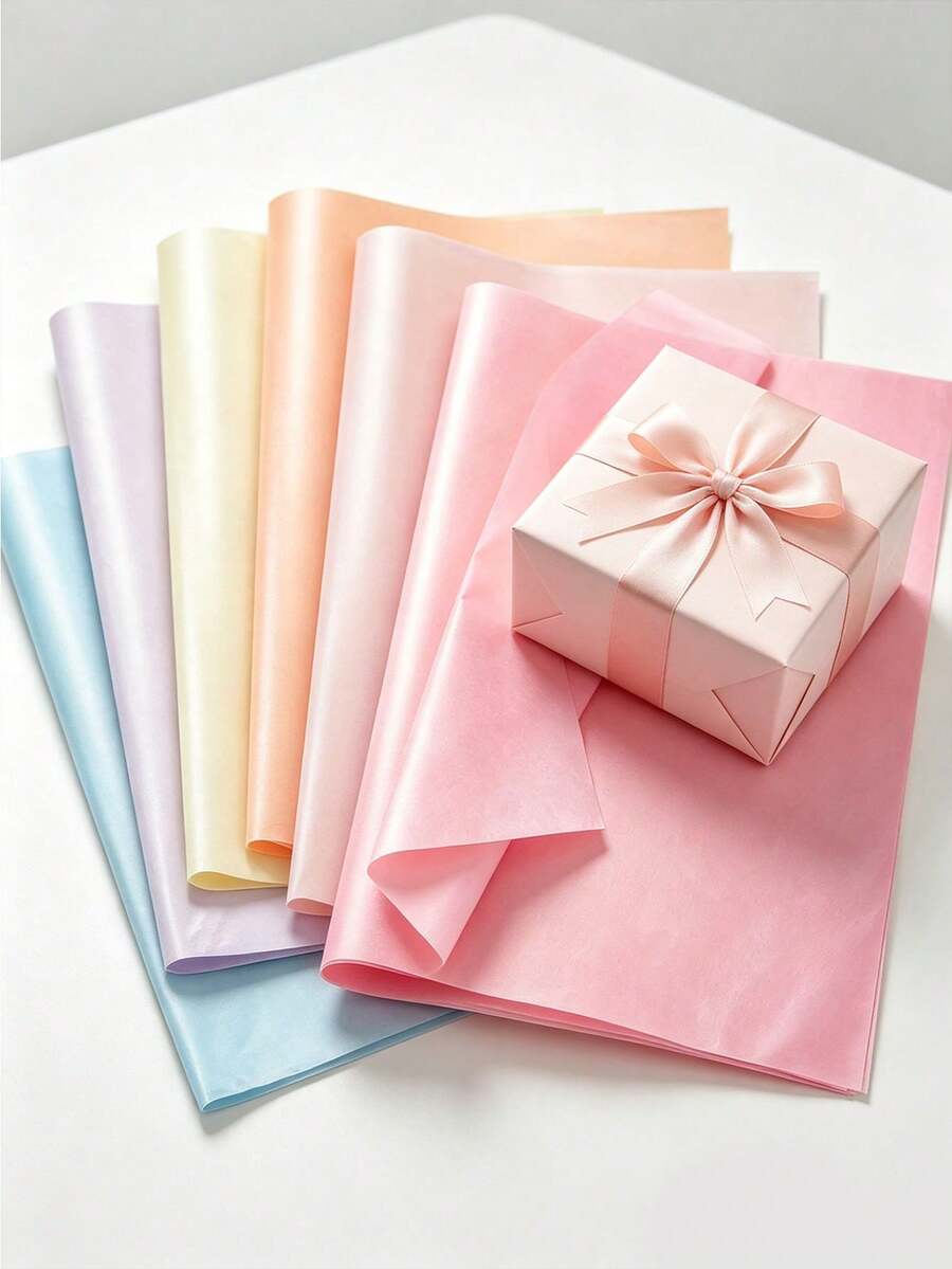 18/30/60 Sheets Macaron Color Glitter Paper, Matte Lightweight Gift Wrapping Paper. Multicolor Soft Paper, Suitable For Birthday, Wedding, Party And Holiday Wrapping. Elegant Multipurpose Decorative Paper, Suitable For Gifts And Crafts. - Pearlescent Packaging Paper - View 1
