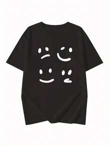 Women's Summer Fashion Short-Sleeved T-Shirt, Versatile Loose-Fitting Round Neck Top - Black - View 3