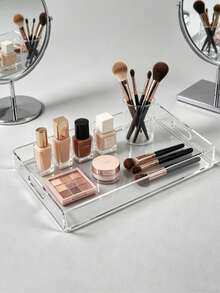 Clear Acrylic Tray With Handle, Acrylic Tray For Food, Drinks, Coffee Table Tray, Acrylic Makeup Organizer, Suitable For Fruit, Cookies, Desserts, Snacks - View 2