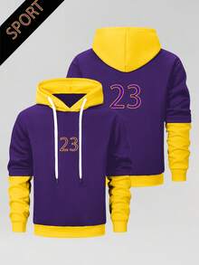 Men's Autumn Outdoor Fitness Hooded Sweatshirt, Simple Fashion Casual Sports Pullover - Purple - View 2