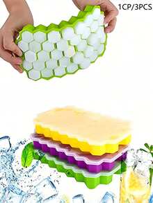 1-3 piezas Tamaño Portátil Duradero Bandeja de Bebida de Silicona Suave de Doble Uso & Molde de Hielo Estilo Elegante Diario Bandeja Lisa Molde Interno Removible Molde de Hielo Apilable Tapa a Prueba de Derrames Molde de Silicona para Hacer Hielo Molde de Cubitos de Hielo Utensilio de Cocina Como Regalo para Adultos para el Verano - Multicolor - Ver 2