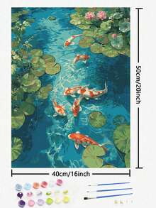1/4 pezzi Set di pittura numerica fai-da-te per principianti adulti, paesaggio estivo, pittura a olio & pittura acrilica numerica, senza cornice (40*50cm/16*20 pollici) - A - Visualizzare 3