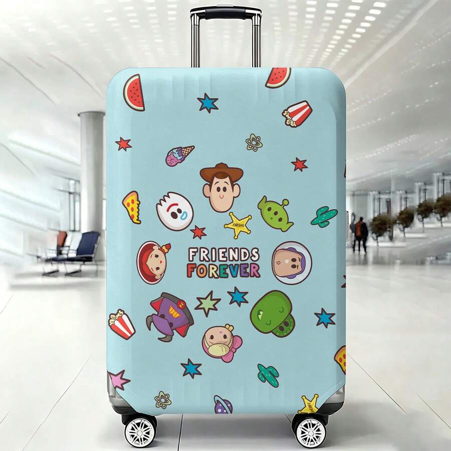 Disney Pixar Toy Story Luggage Cover, "Friends Forever" Quote With Woody, Buzz, Rex & Alien Icons Pattern Design Suitcase Protector Suitable For Travel Lovers - Color - View 1