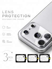 3pcs - 17 Pro Max High Definition Camera Lens Screen Protector, 9H Tempered Glass, Anti-Scratch, Bubble-Free, Clear Display, Compatible With IPhone18Promax/18Pro/17 Pro/17 Air/17/16 Pro Max/16 Pro/16 Plus/16/15 Pro Max/15 Pro/15 Plus/15/14 Pro Max/13/12/11 And Other Models. Phone Accessories, Compatible With Phone Cases. - Clear - View 12
