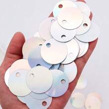 20g 58pcs Flat Round Loose Sequins 30mm Large Hole Sequin 3cm Bulk Embroidery Craft Sequin Colorful PVC Iridescent Applique For Garment Jewelry Making DIY Sewing Accessories, Aesthetic - 20 Grams - View 8