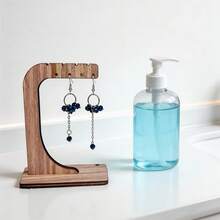2pcs C-Shaped Wooden Earring Holder, Multi-Slot Desktop Jewelry Storage & Display Rack, Wood Grain Texture Jewelry Hanging Rack, Minimalist Vanity Accessory Display Prop, Valentine's Day Gift, Desktop Decor, Suitable For Multiple Scenes - Wood Color - View 5