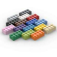 80pcs Bulk Building Blocks Thick Figures Bricks 2x4 Dots Size Creative Educational Compatible 3001 Plastic Toy for - 80 piezas naranjas - Ver 2