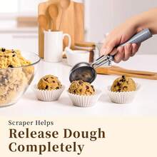 HOMURE H 4 Oz Scoop, Large Ice Cream Scoop With Trigger, #8 Disher, Muffin Scoop, Portion Scoop, Cookie Scoop For Baking, Grey Handle, For Making Ice Cream Cookie Muffin Cupcake Mashed Potato - ColorA - View 6