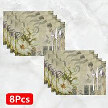 1 pièce/4pcs/6pcs, Décoration d'intérieur, Napperons en lin imprimés avec motif de collage artistique vintage, convenant pour la table à manger, décoration toutes saisons pour le printemps, l'été, l'automne, l'hiver, style moderne lavable, décoration de chambre, napperons, sous-verres, napperons de table de cuisine, décoration de fête intérieure et extérieure, décoration d'intérieur, cadeau idéal - Multicolore - Voir 12