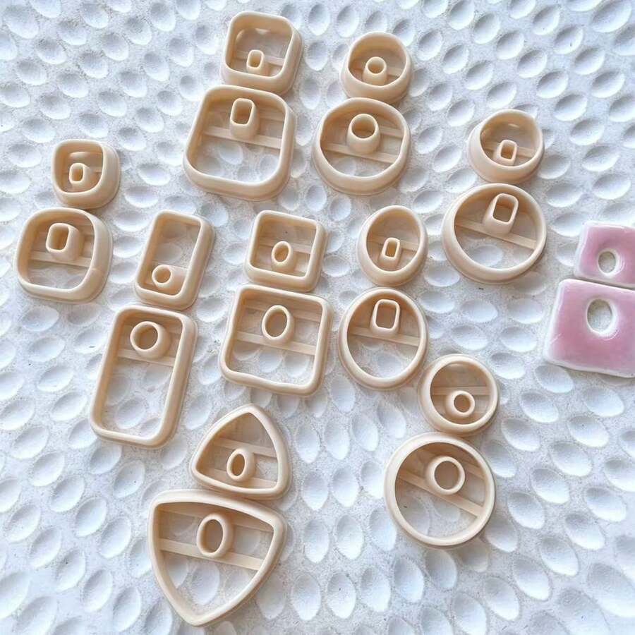 2pcs Geometric Shape Polymer Clay Earring Molds, DIY Soft Ceramic Earring Molds, Suitable For Unique Pendants, Ideal Choice For Handmade Jewelry Making - Apricot - View 1