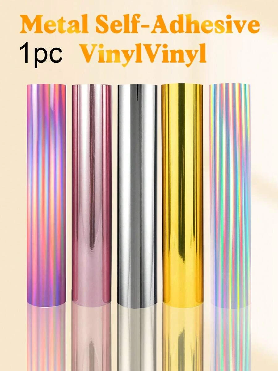 HONGCAI Gold, Silver, Rose Gold, Smooth, Colorful Metal Engraved Stickers, Instant Adhesive Waterproof Stickers, For Party Decoration, Outdoor Advertising, Car Body Decoration, Cup Stickers - Multicolor - View 1