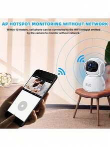 WJG Baby Monitor, 1290P HD Video Baby Monitor With Camera And Audio, 2.4GHz Camera With Night Vision, Baby And Pet Motion Detection, Cloud Storage - White - View 5