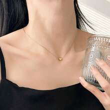 1件時尚愛心造型金色女款項鍊，不鏽鋼千禧金女飾，夏季海灘配件，女性項鍊，女性禮物，媽媽禮物，情人節禮物 - 金黃色 - 查看 4