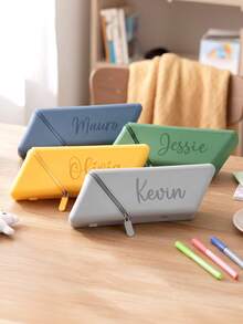 1pc Customized Name Pencil Case, Personalized Name Printing, Triangular Standing Design, Perfect Gift Choice For Students, Back To School, Birthday And Graduation Season - Multicolor - View 8