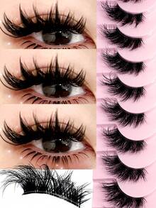 10 Pairs Half-Length False Eyelashes, Cat Eye Lengthening Natural Style - Transparent Stem, Lightweight & Fluffy, Comfortable & Reusable - Cat Eye Lashes - View 3