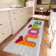 1pc Colorful Home Heart Pattern Printed Faux Cashmere Surface TPR Bottom Door Mat, Bathroom Mat, Kitchen Mat, Laundry Room Mat, Holiday Atmosphere Decoration, Home Decor, Party Decor, Wedding Decor, Dining & Kitchen Decor - Multicolor - View 8