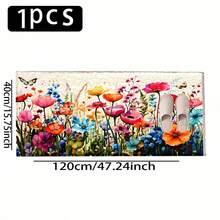 1pc Colorful Wildflower Butterfly Pattern Printed Faux Cashmere Surface TPR Bottom Doormat, Bathroom Mat, Kitchen Mat, Laundry Room Mat, Holiday Atmosphere Decor, Home Decor, Party Decor, Wedding Decor, Dining & Kitchen Decor - Multicolor - View 12